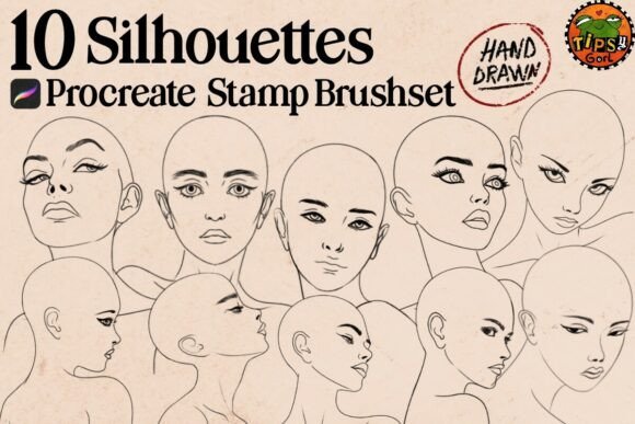 10 Female Silhouettes Procreate Brushset for Digital Art Creation