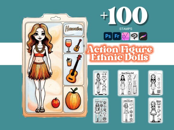 100 Action Figures Career Photoshop Brushes