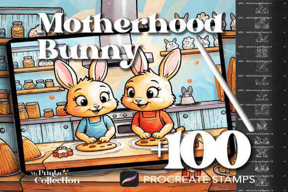 100 Bunny Motherhood Procreate: A Must-Have Stamp Set for Digital Artists
