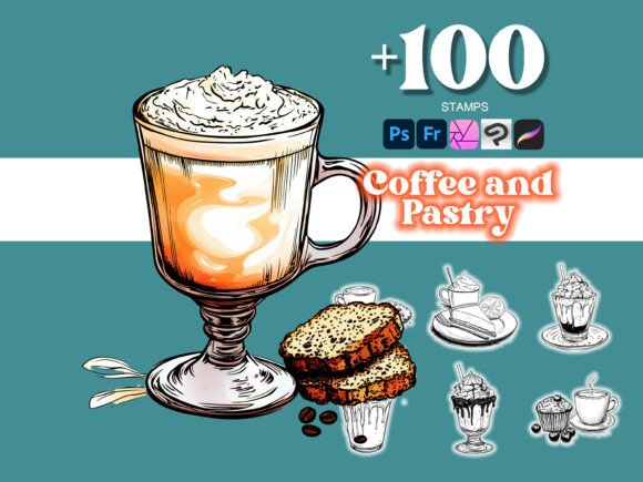 100 Coffee and Pastry Photoshop Brushes: Elevate Your Creative Projects