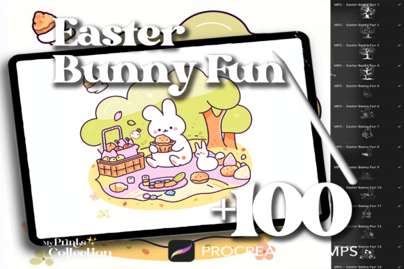 100 Procreate Easter Bunny Fun Stamps: A Must-Have for Digital Artists
