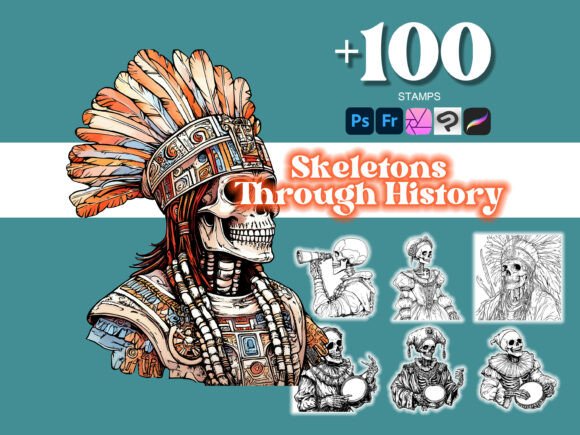 100 Through History Skeletons Photoshop Brushes for Creative Excellence