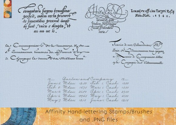 Affinity Brush Text Stamps PNGs: Vintage Visual Appeal for Modern Digital Art
