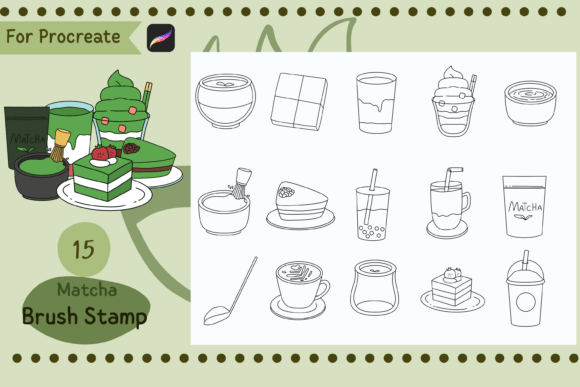 Unlock Your Creativity with Procreate Brush Stamp Matcha: 15 Cute Handdrawn Doodle Brushes
